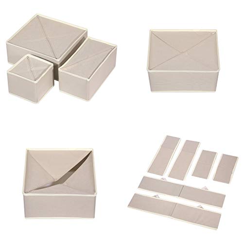 Twelve Pack Foldable Fabric Drawer Organizers for Clothes and Lingerie