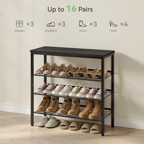 Shoe Rack Organizer with Storage Shelves and Spacious Top