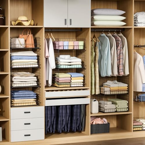 Four Tier Stackable Closet Storage Shelves