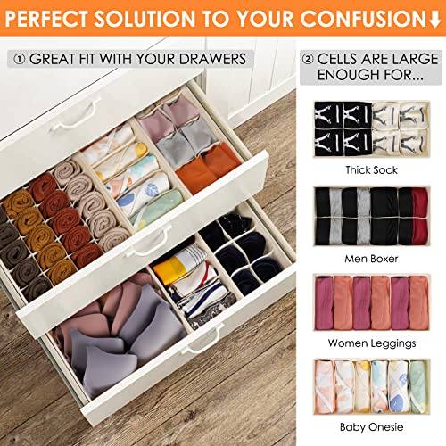 Foldable Fabric Drawer Organizers for Underwear Socks Bras and Ties