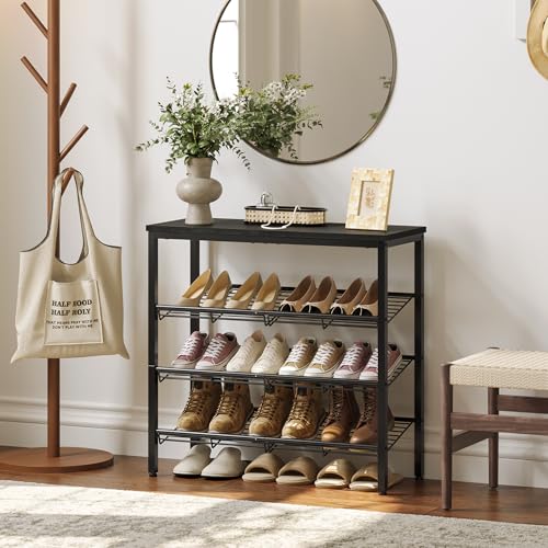 Shoe Rack Organizer with Storage Shelves and Spacious Top