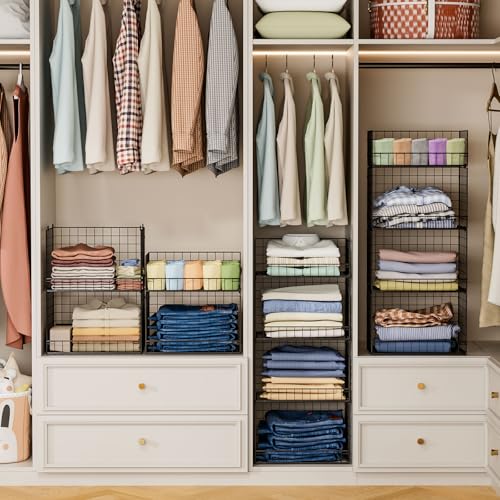 Four Tier Stackable Closet Storage Shelves