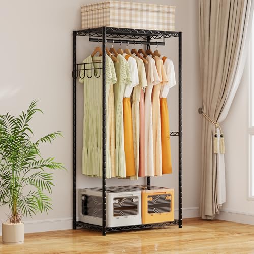 Heavy Duty Garment Rack Closet Organizer with Shelves and Hanging Rods