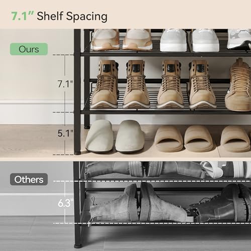 Shoe Rack Organizer with Storage Shelves and Spacious Top