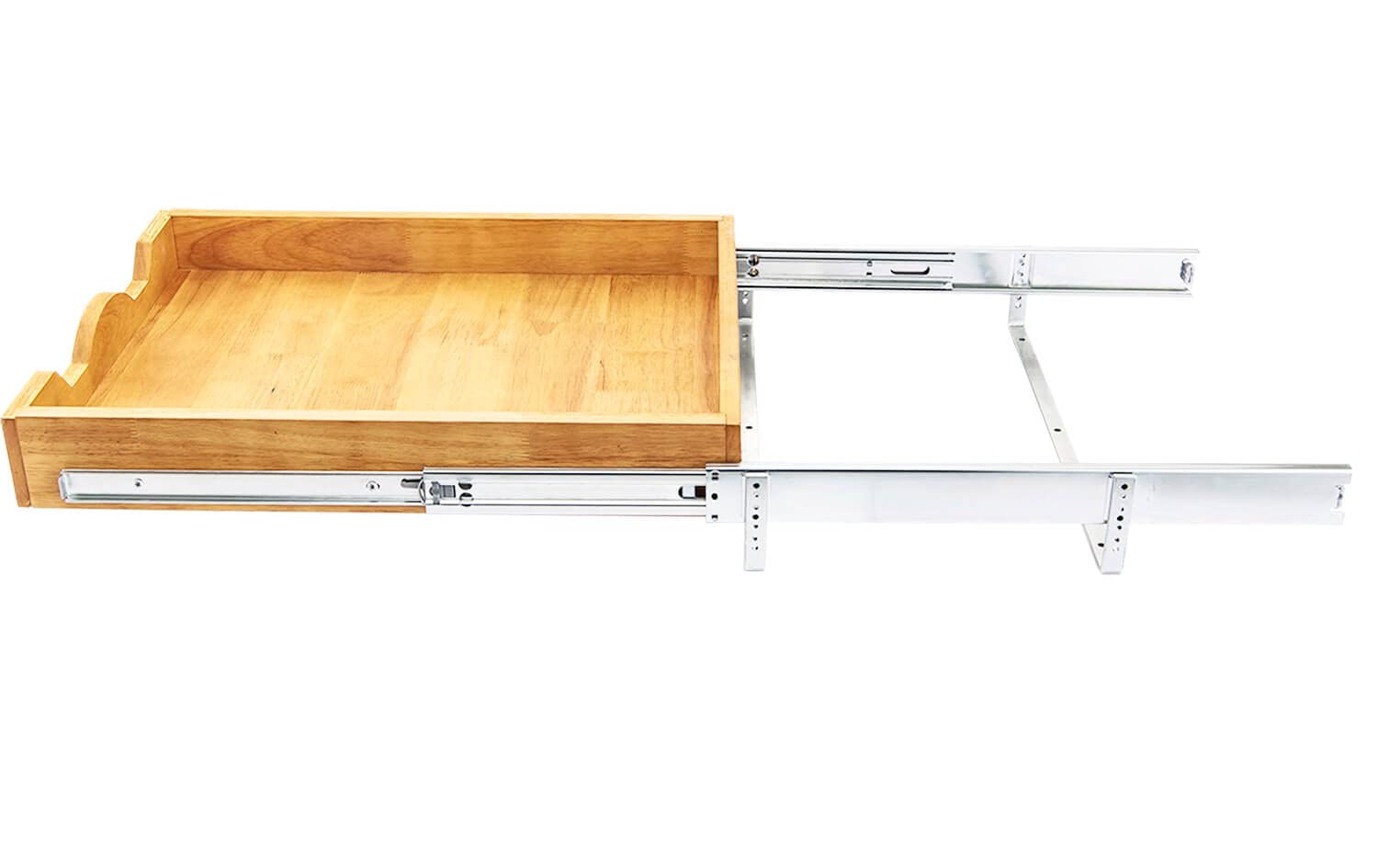 Two Tier Pull Out Cabinet Organizer with Wood Drawer