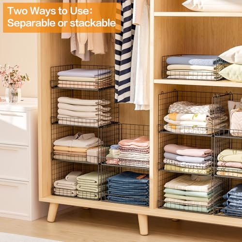 Four Tier Stackable Closet Storage Shelves