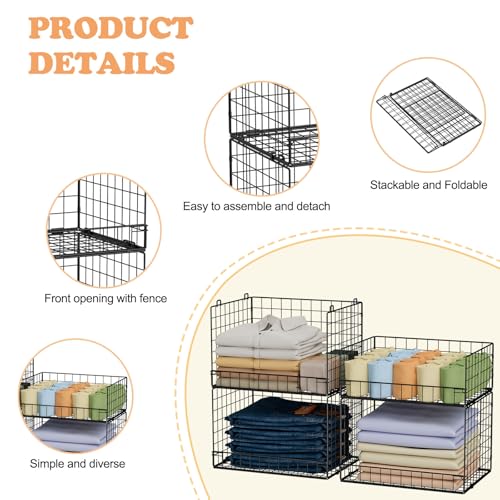 Four Tier Stackable Closet Storage Shelves