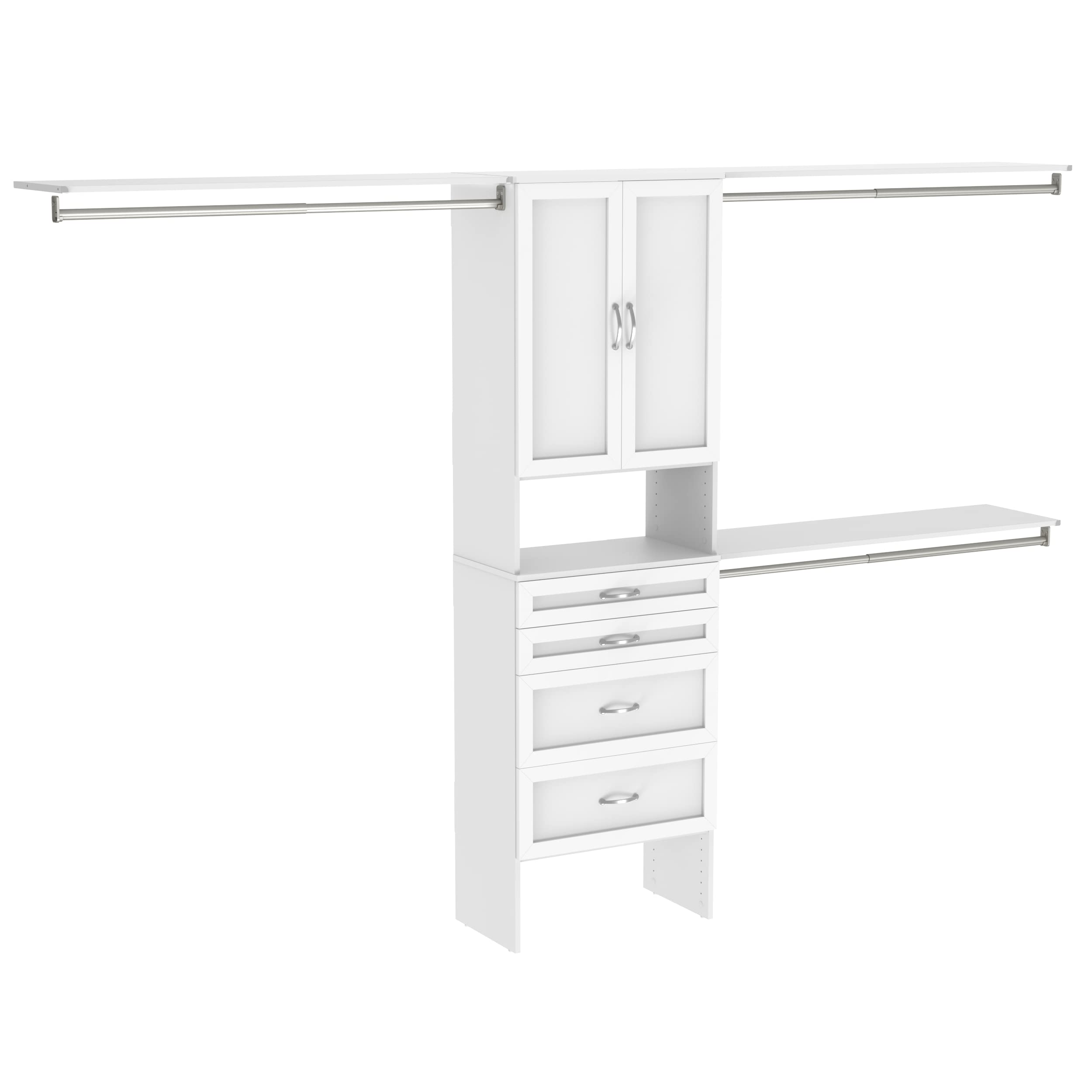 25 Inch Adjustable Closet Organizer Kit with Storage Tower in Pure White