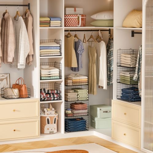 Four Tier Stackable Closet Storage Shelves