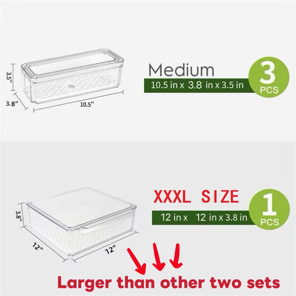 Stackable Clear Refrigerator Organizer Bins with Lids