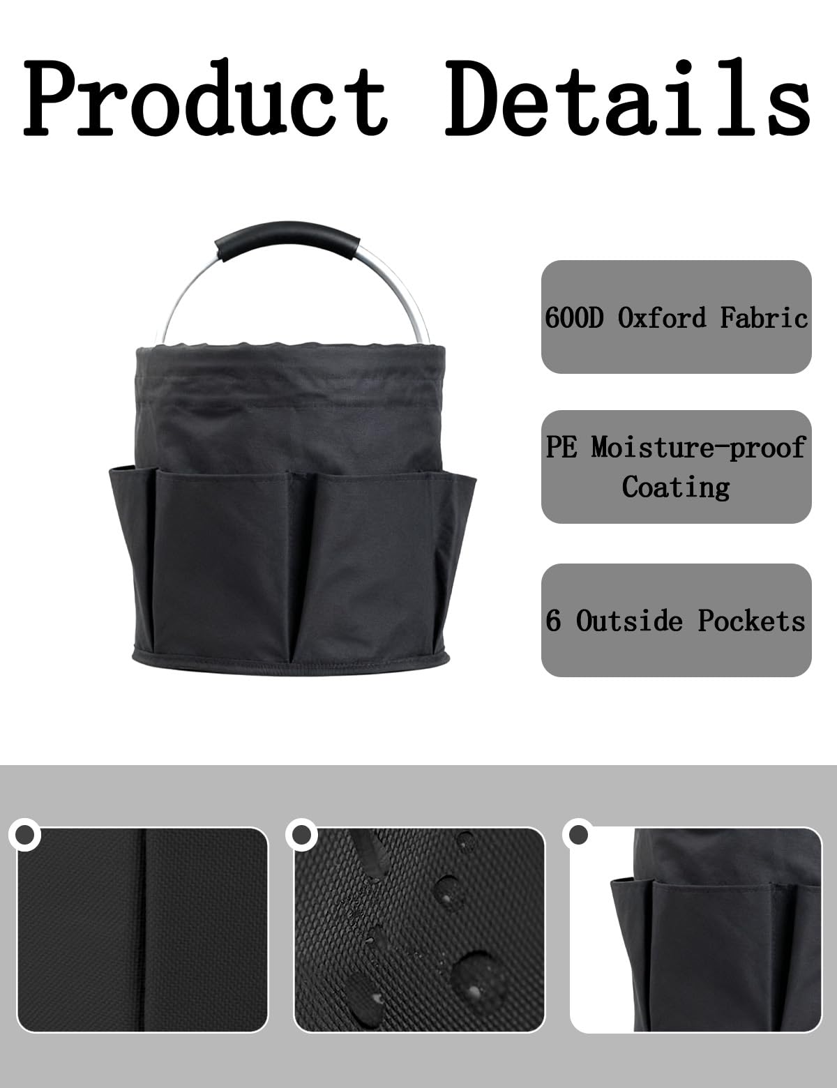 Large Foldable Cleaning Caddy with Handle and Six Storage Pockets