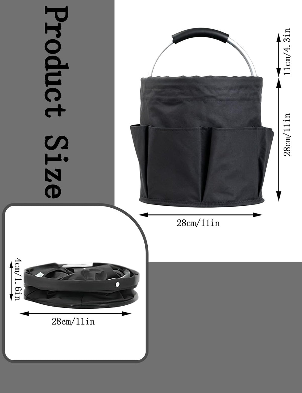 Large Foldable Cleaning Caddy with Handle and Six Storage Pockets