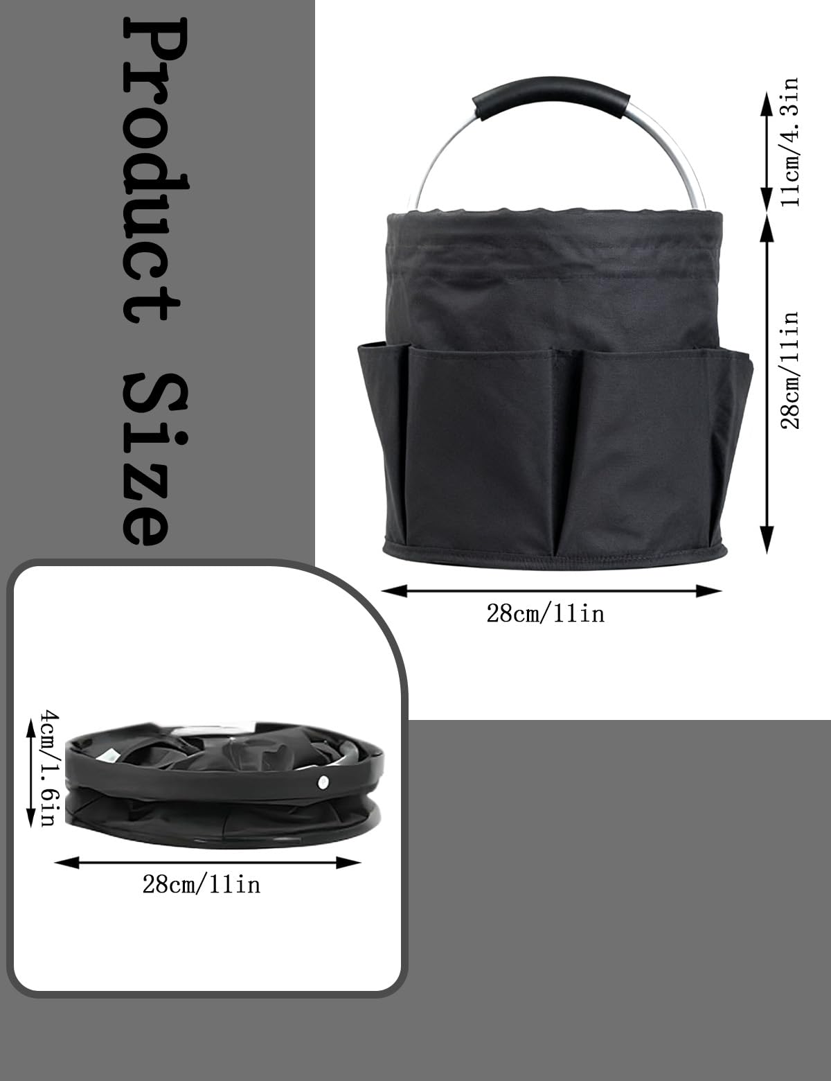 Large Foldable Cleaning Caddy with Handle and Six Storage Pockets