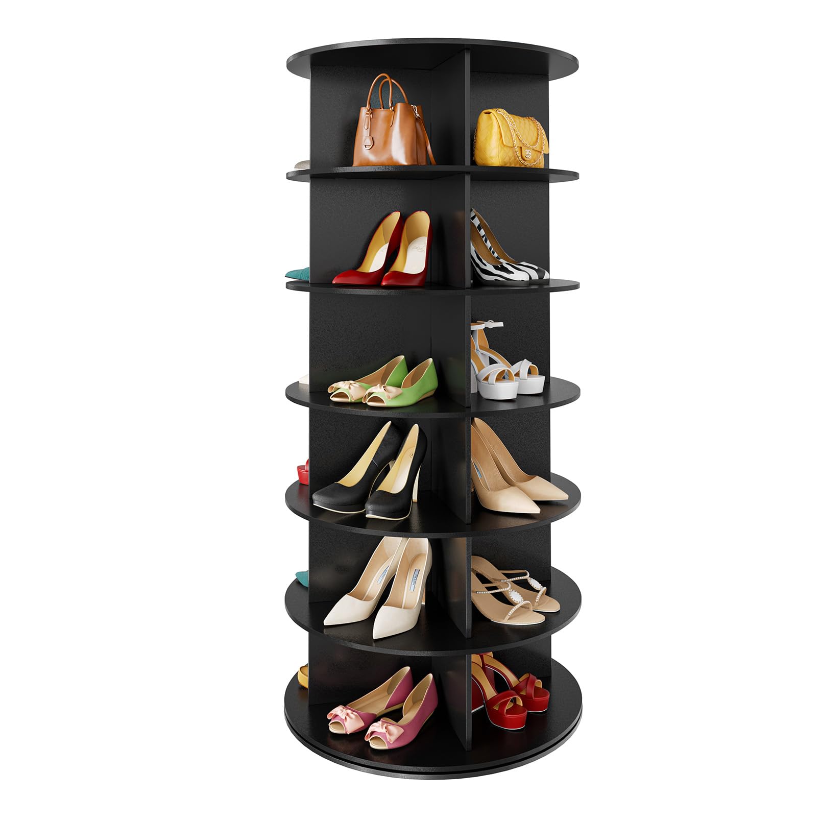 Seven Tier Rotating Shoe Rack Tower for Shoes and Handbags