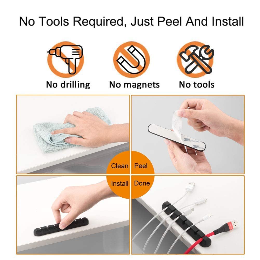 Adhesive Cable Clips for Cable Management and Cord Organization
