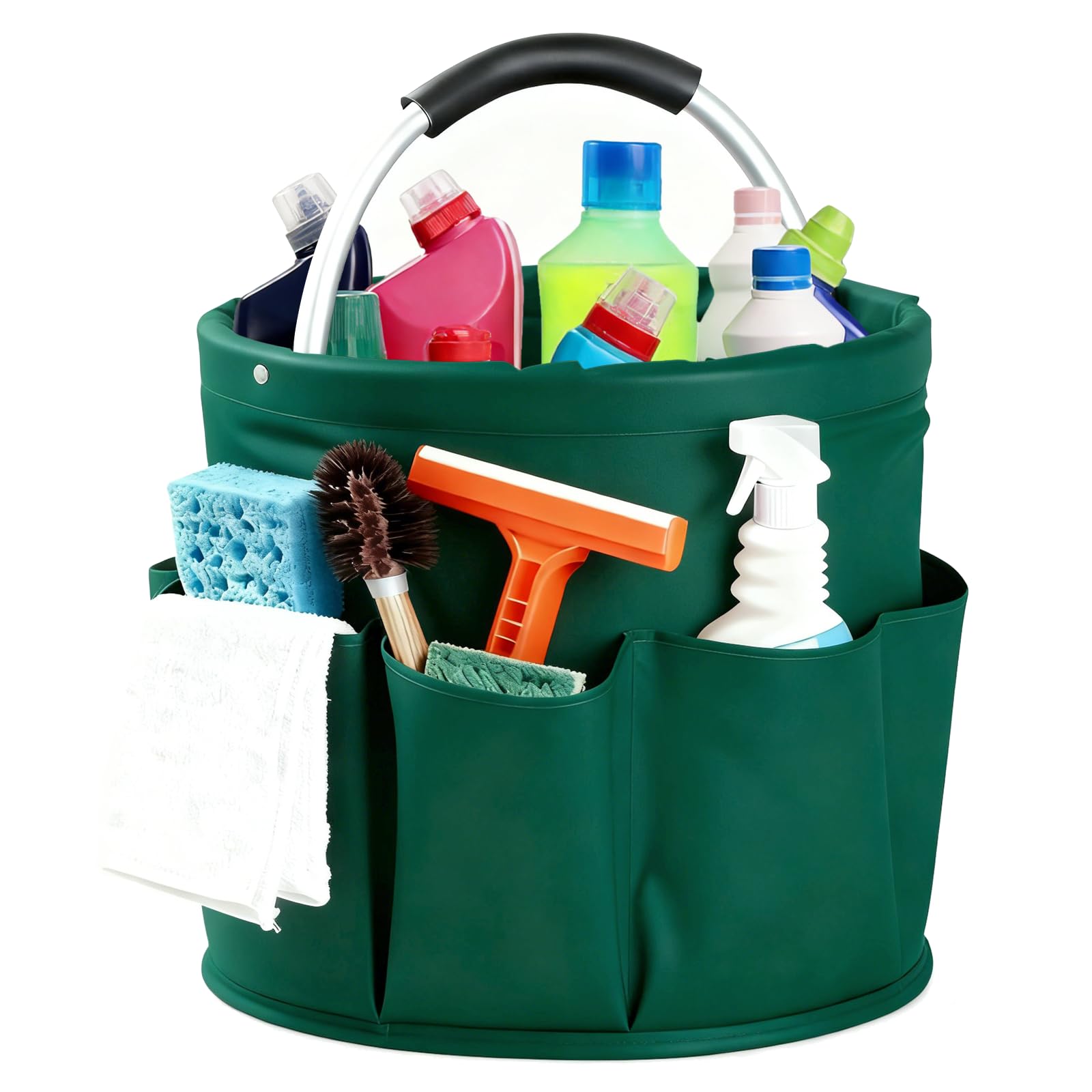 Large Foldable Cleaning Caddy with Handle and Six Storage Pockets
