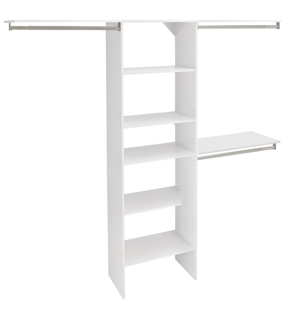 25 Inch Adjustable Closet Organizer Kit with Storage Tower in Pure White