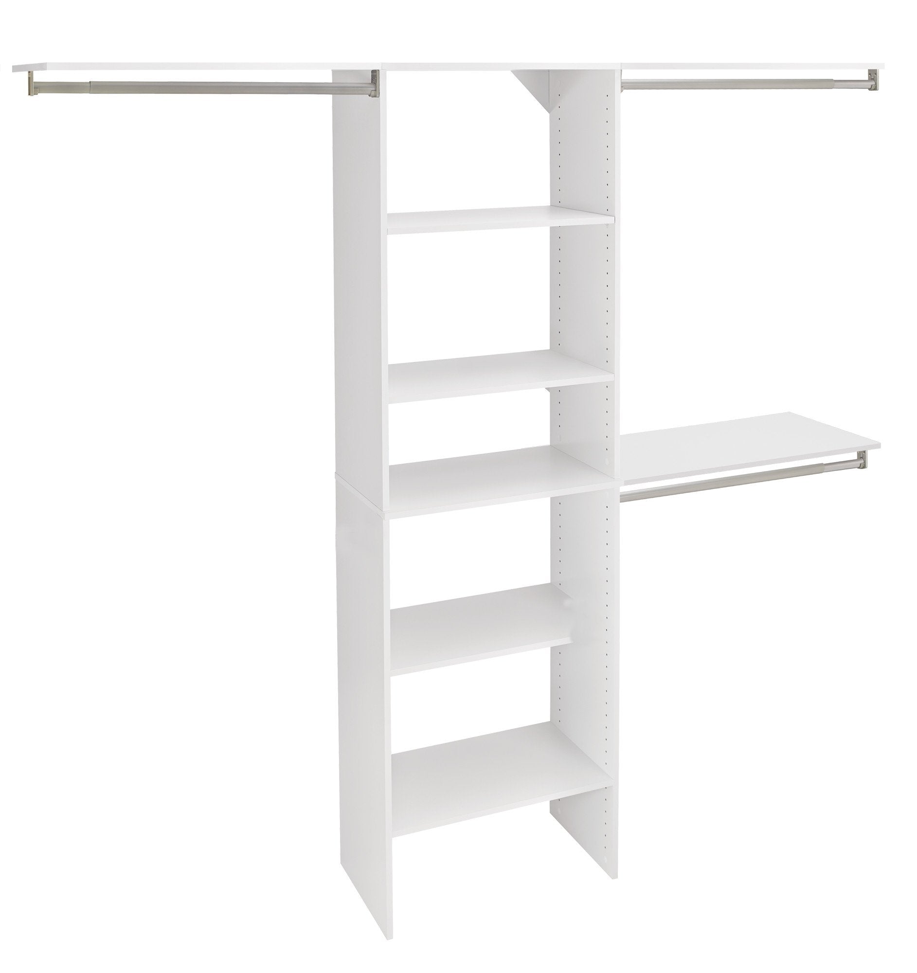 25 Inch Adjustable Closet Organizer Kit with Storage Tower in Pure White