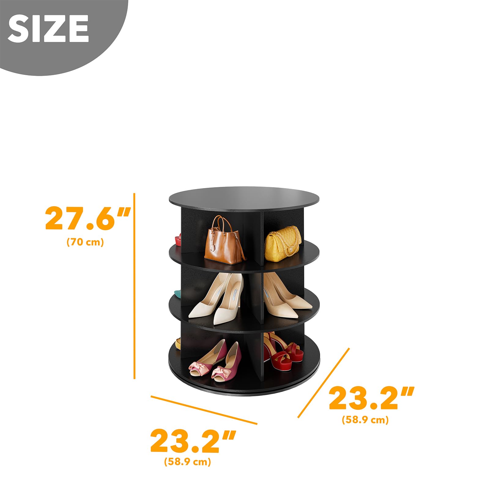 Seven Tier Rotating Shoe Rack Tower for Shoes and Handbags