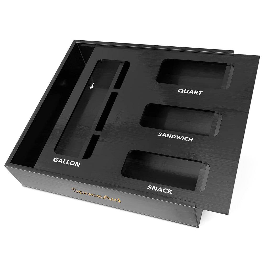 Bamboo Kitchen Drawer Bag Storage Organizer with Four Size Compartments
