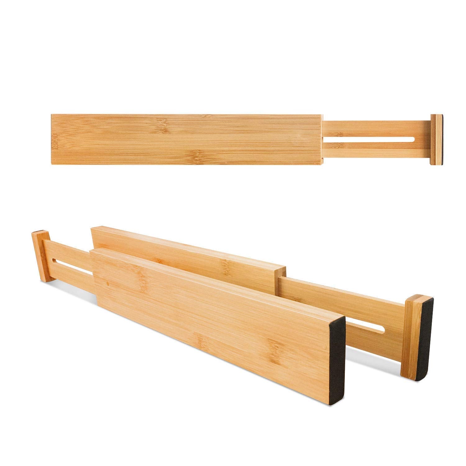Expandable Bamboo Drawer Dividers for Kitchen Bathroom and Office