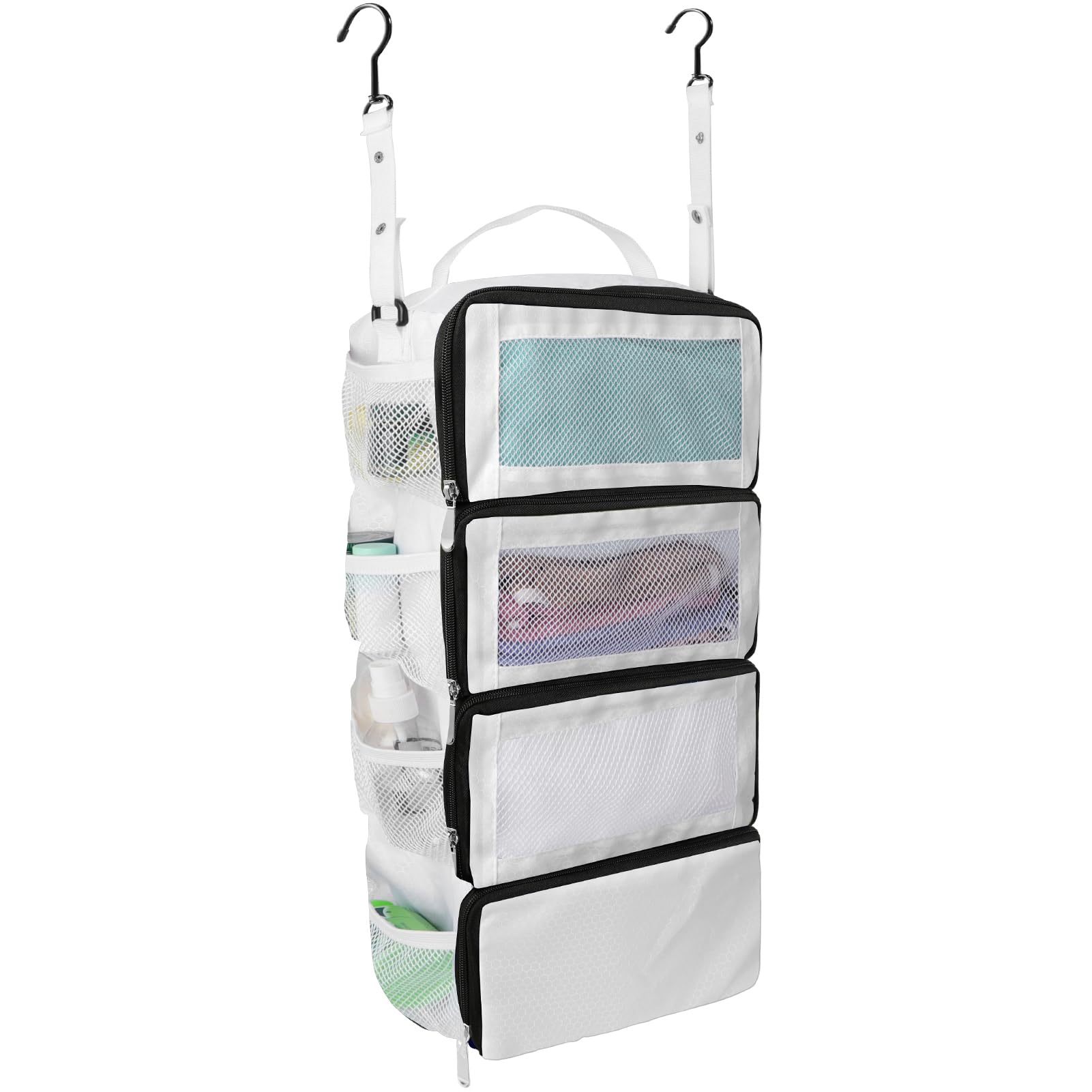 Collapsible Hanging Suitcase Organizer with Portable Travel Shelves