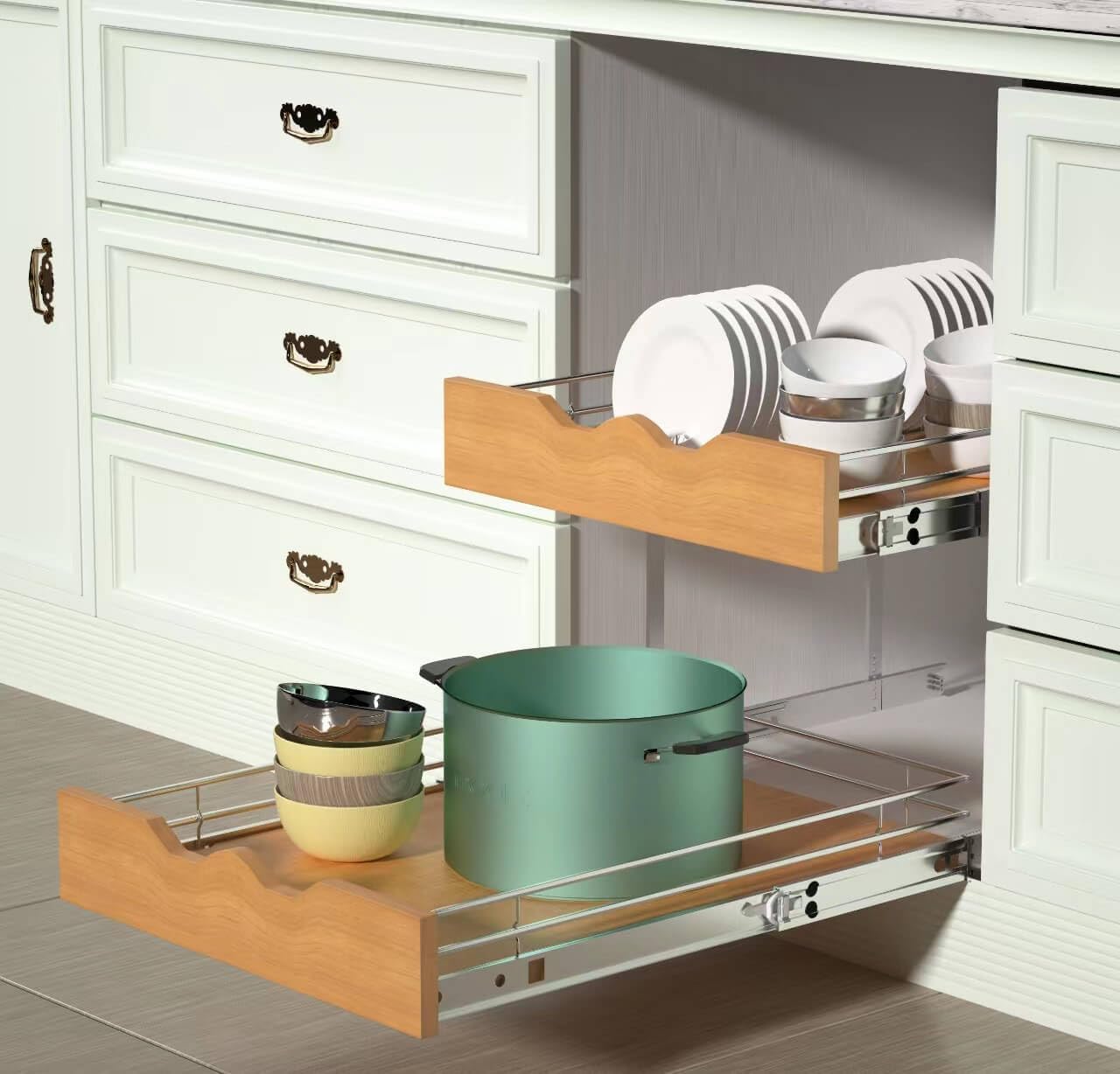 Wood Wire Pull Out Cabinet Shelf