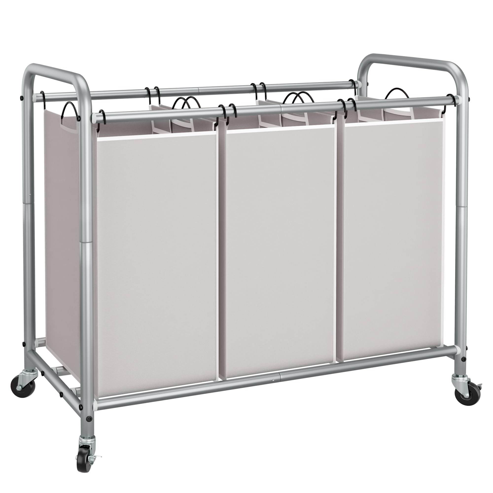 Rolling Laundry Sorter Hamper with Divided Compartments