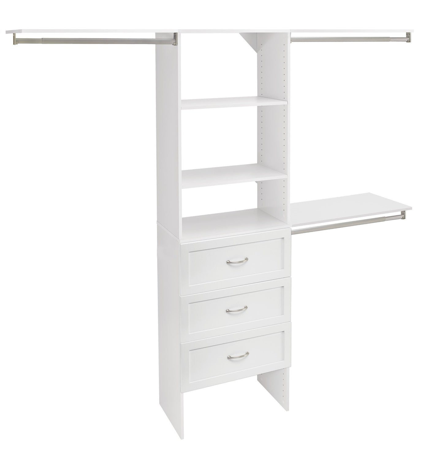 25 Inch Adjustable Closet Organizer Kit with Storage Tower in Pure White