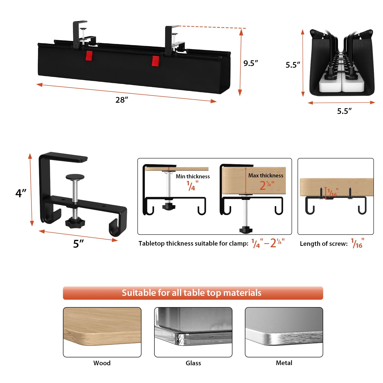 Under Desk Cable Management Tray