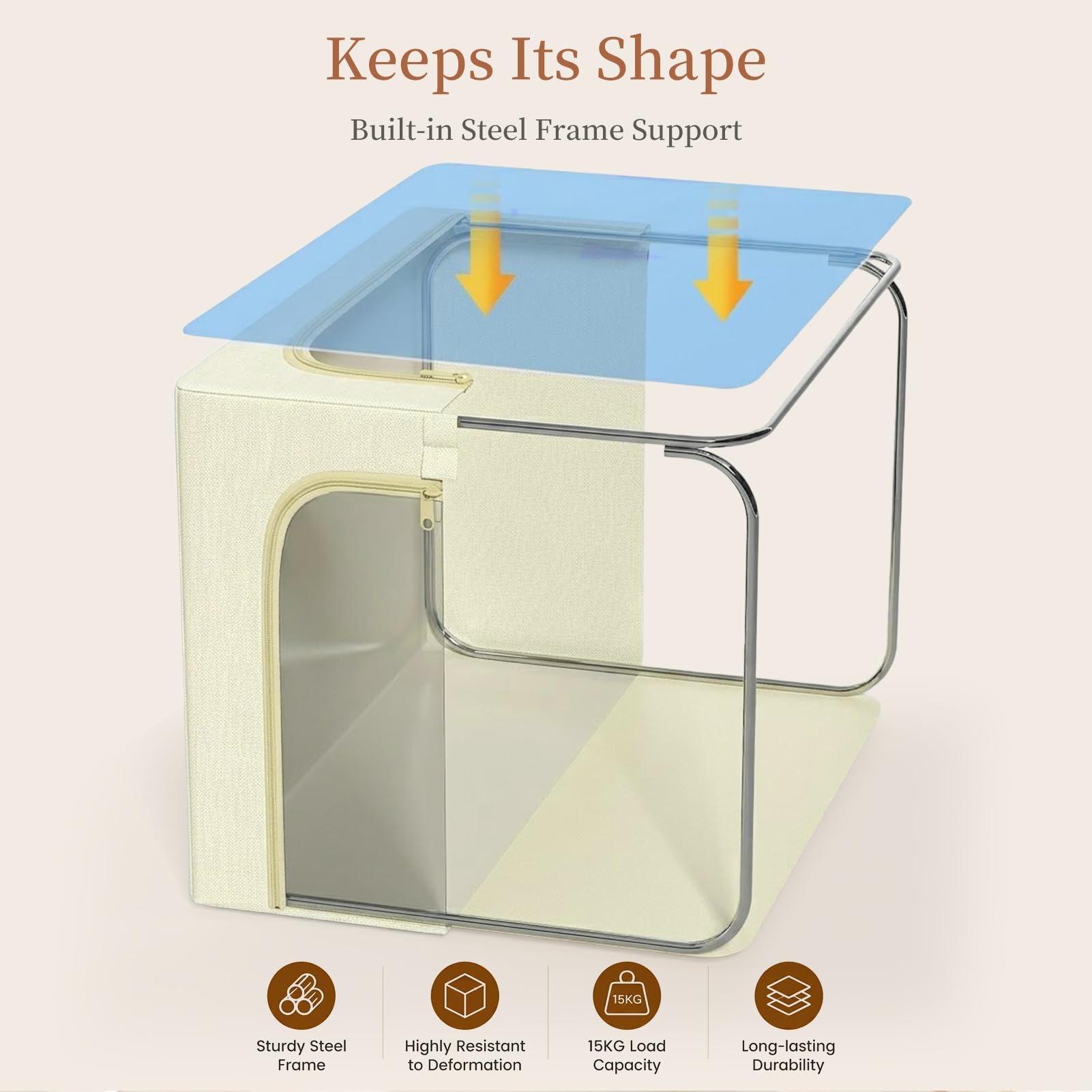 Clothes Storage Bins with Metal Frame for Closet Organization