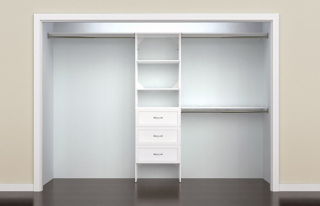 25 Inch Adjustable Closet Organizer Kit with Storage Tower in Pure White