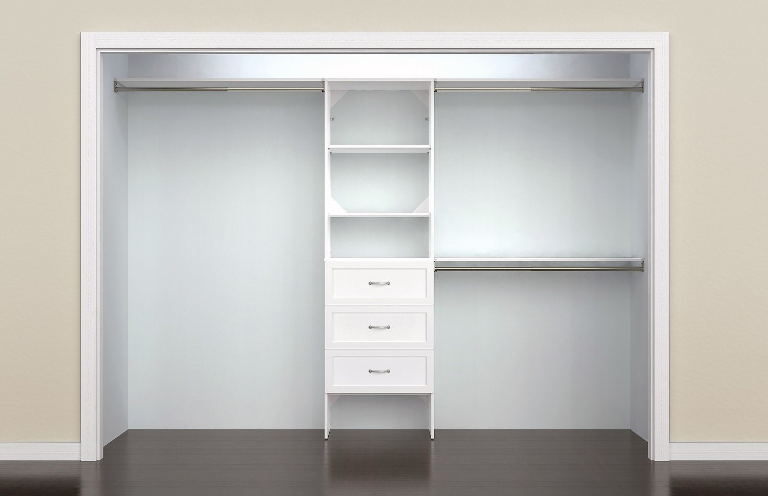25 Inch Adjustable Closet Organizer Kit with Storage Tower in Pure White