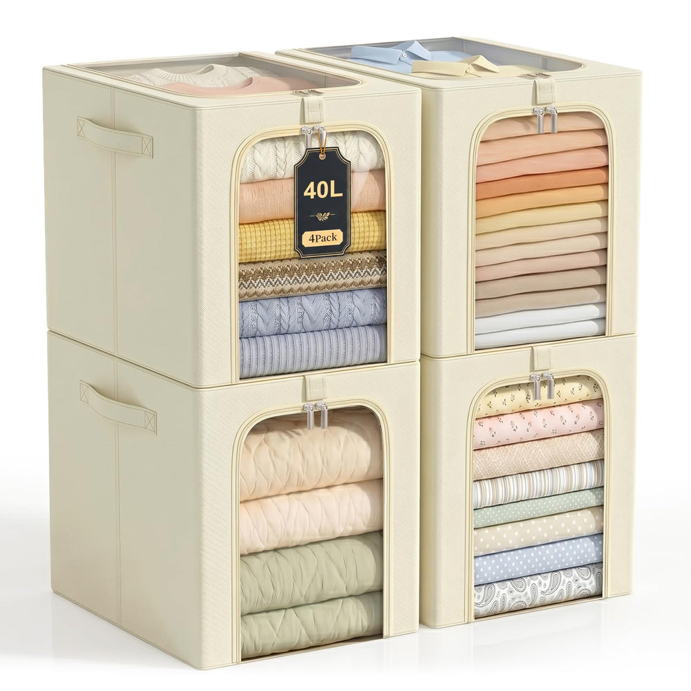 Clothes Storage Bins with Metal Frame for Closet Organization