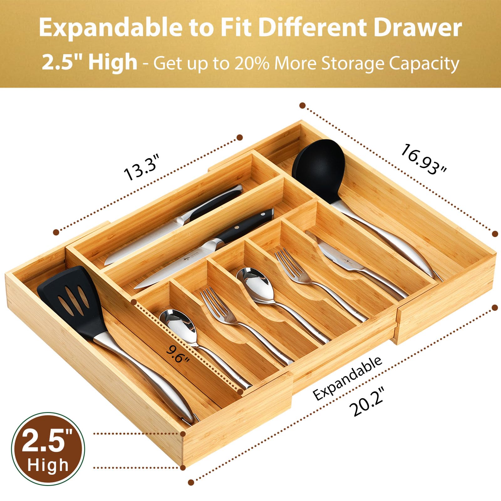 Extra Large Expandable Kitchen Drawer Organizer