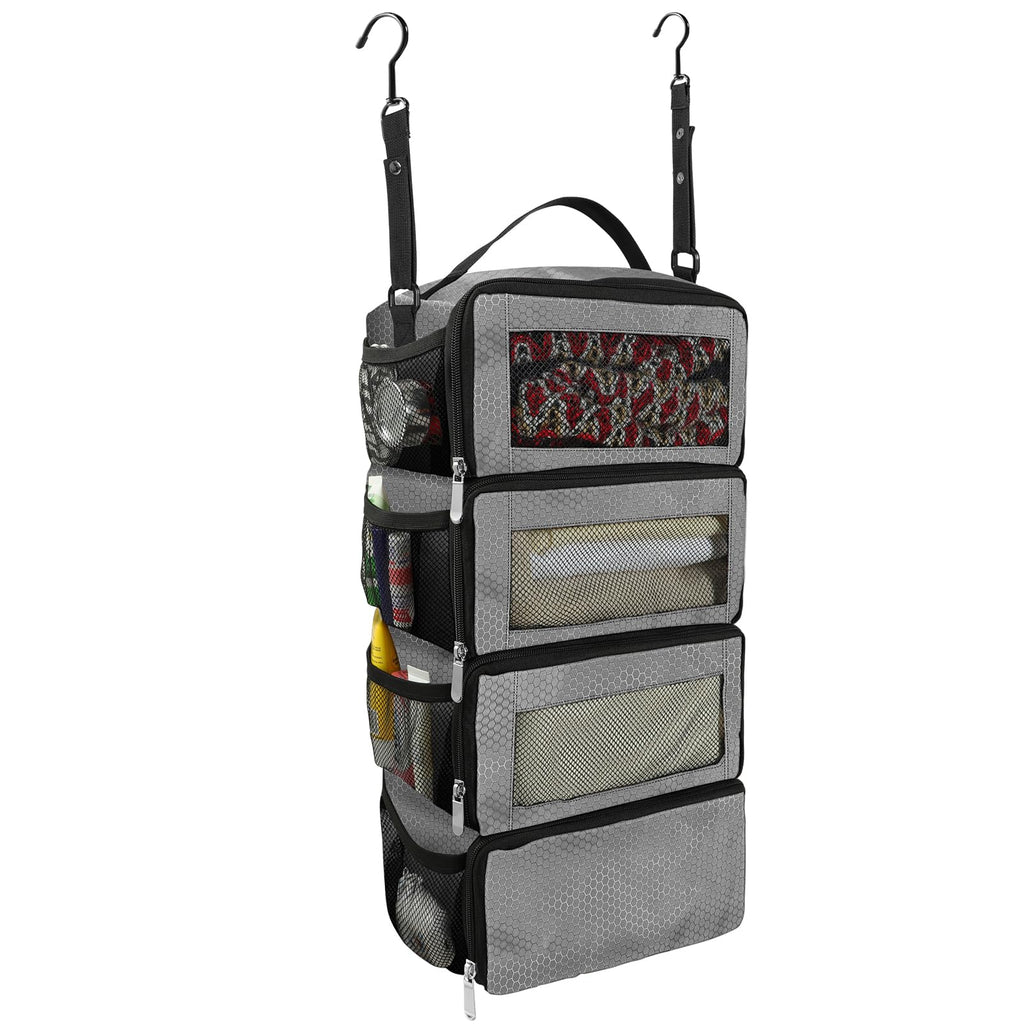 Collapsible Hanging Suitcase Organizer with Portable Travel Shelves