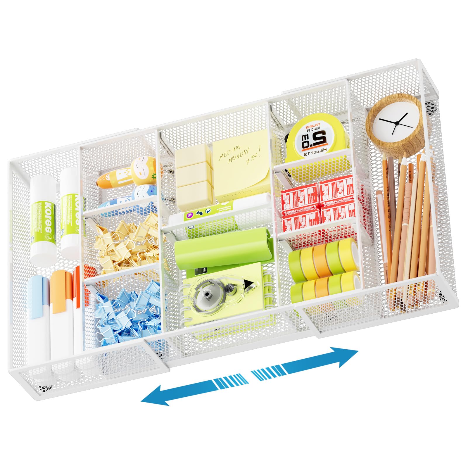 Expandable Desk Drawer Organizer with Ten Adjustable Compartments