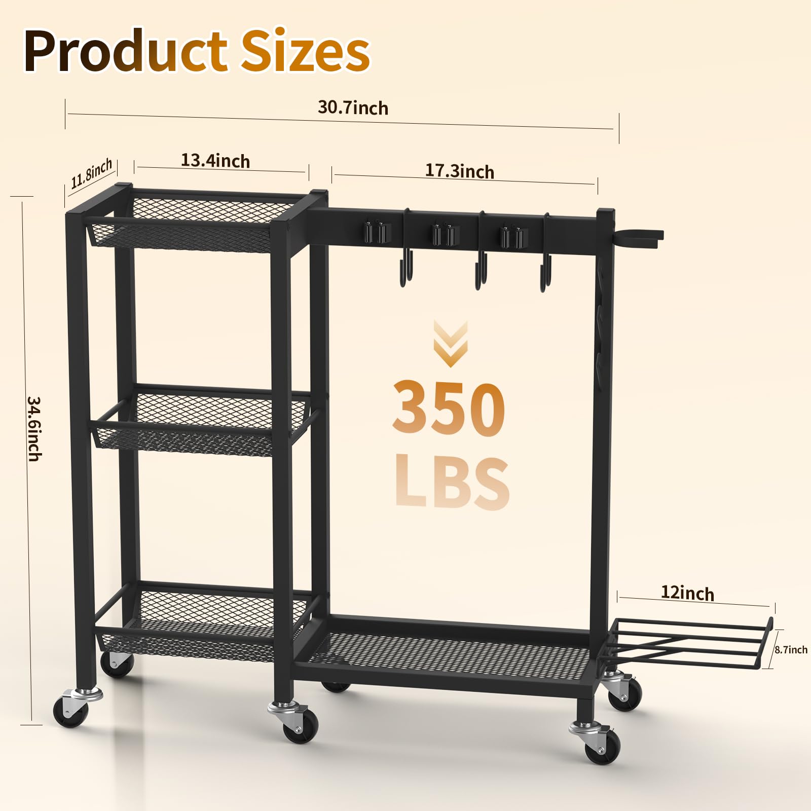 Large Capacity Broom Holder and Cleaning Supplies Organizer