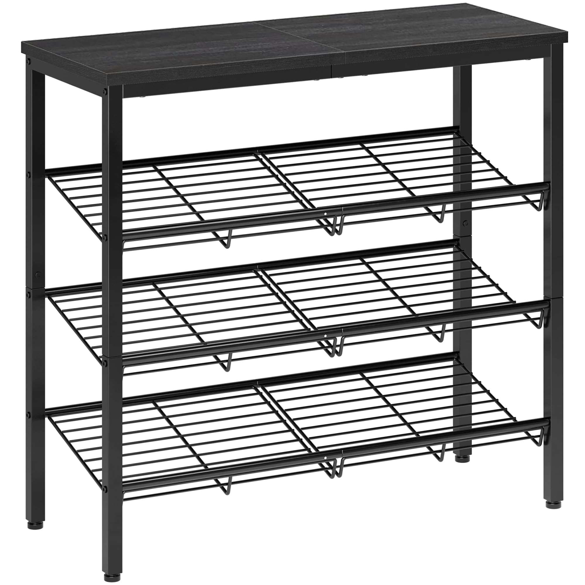 Shoe Rack Organizer with Storage Shelves and Spacious Top