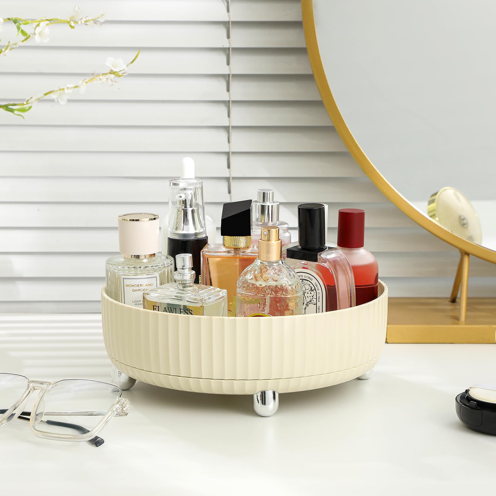 360 Degree Rotating Makeup Perfume and Skincare Organizer Tray
