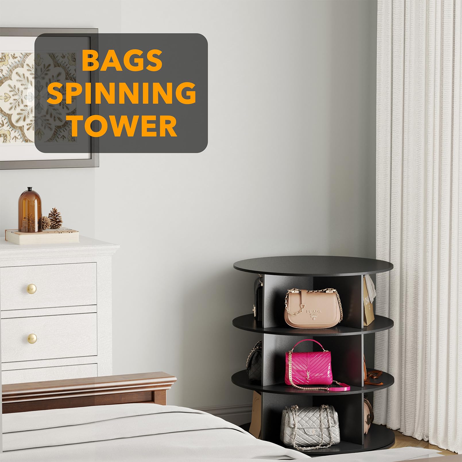 Seven Tier Rotating Shoe Rack Tower for Shoes and Handbags
