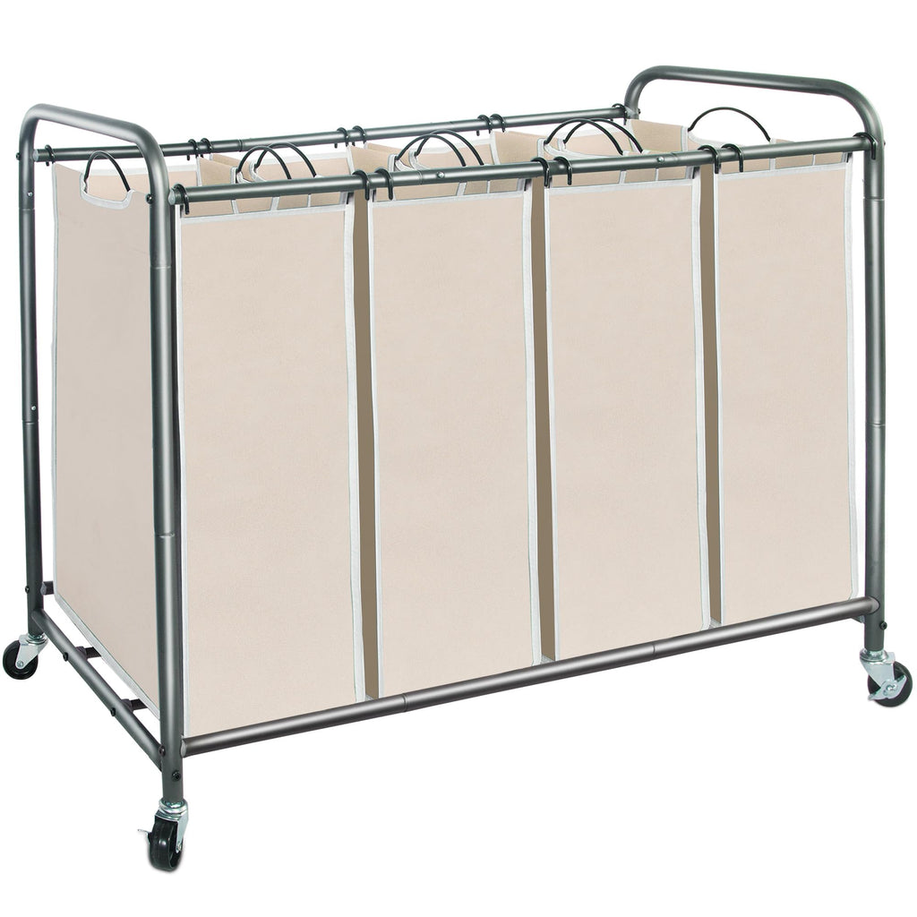 Rolling Laundry Sorter Hamper with Divided Compartments