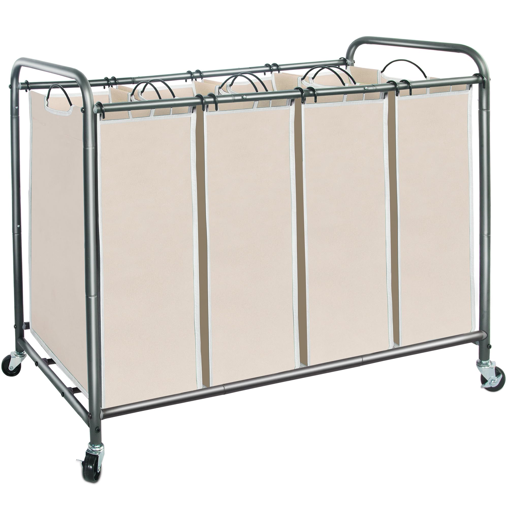 Rolling Laundry Sorter Hamper with Divided Compartments