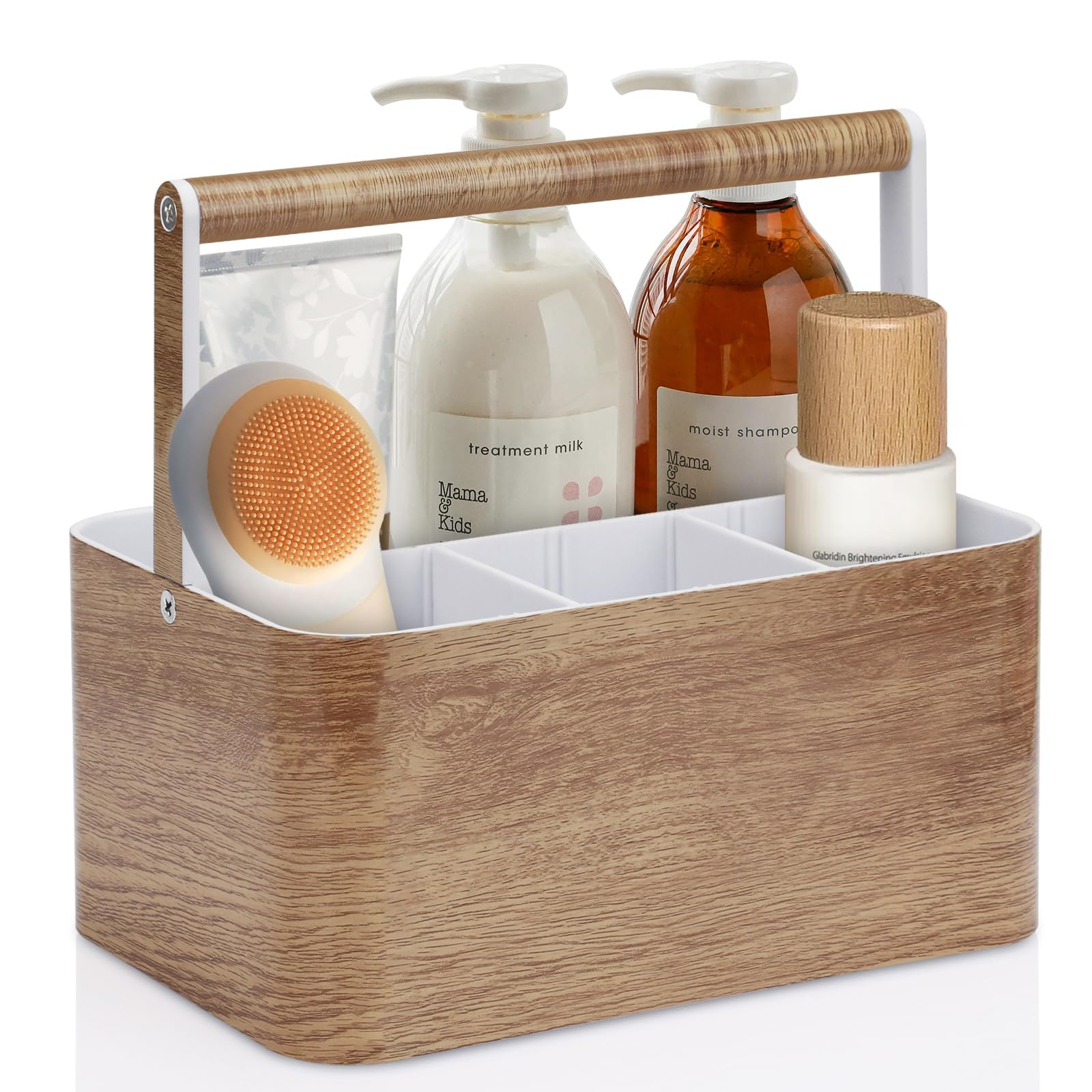 Portable Shower Caddy Basket with Handle and Divider