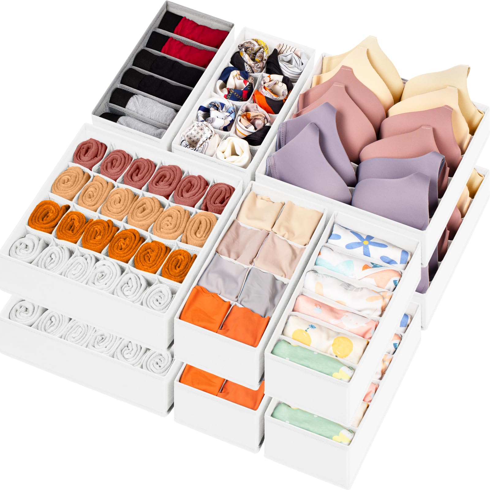 Foldable Fabric Drawer Organizers for Underwear Socks Bras and Ties