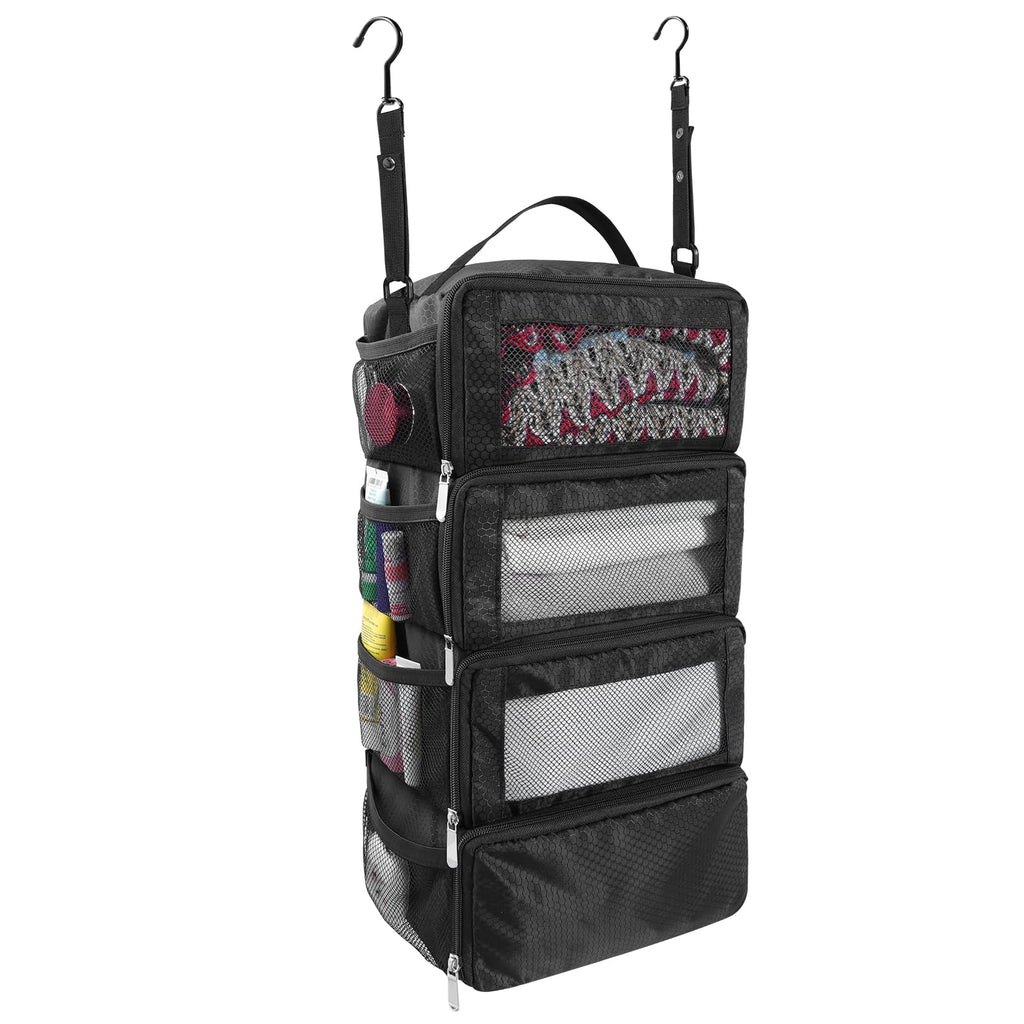Collapsible Hanging Suitcase Organizer with Portable Travel Shelves