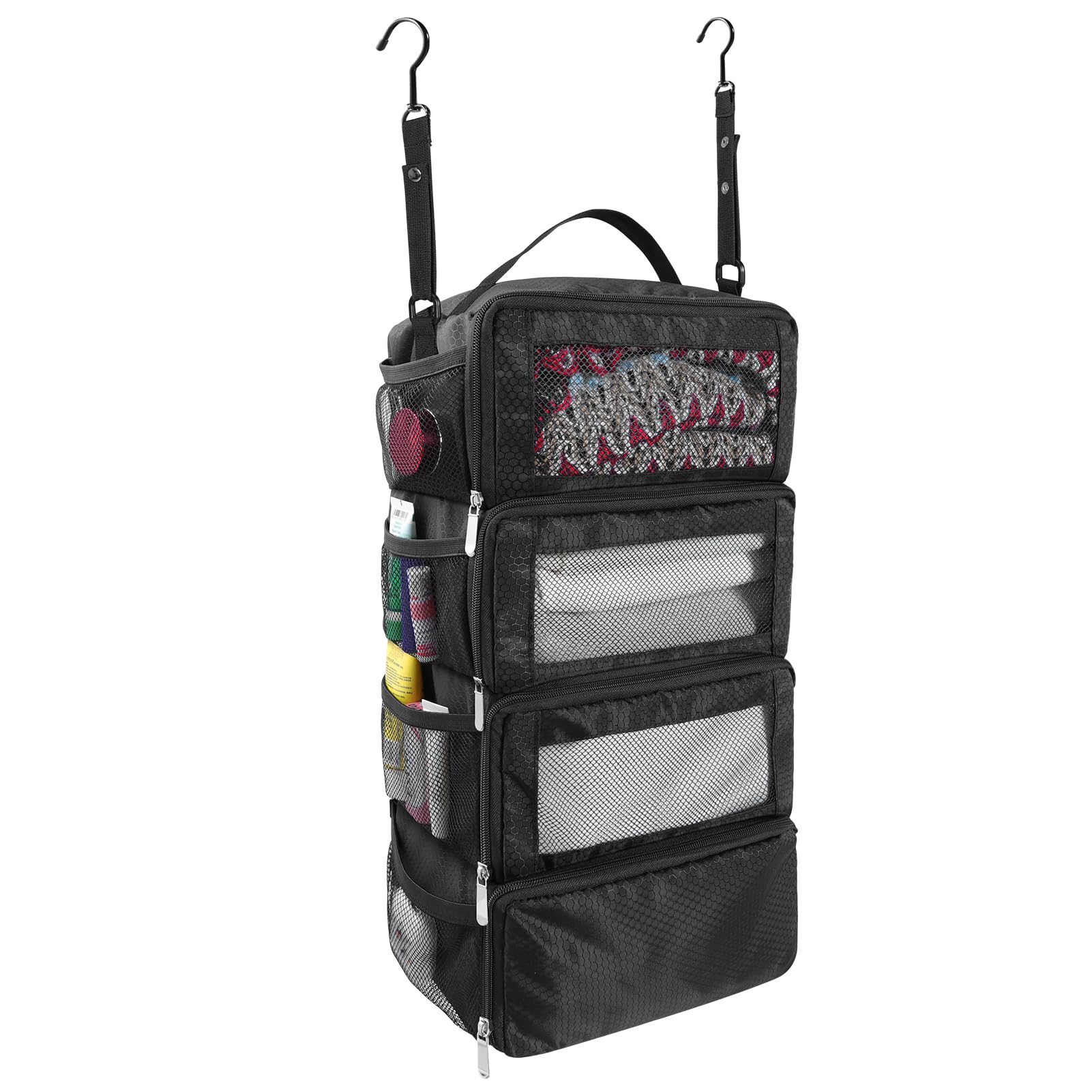Collapsible Hanging Suitcase Organizer with Portable Travel Shelves
