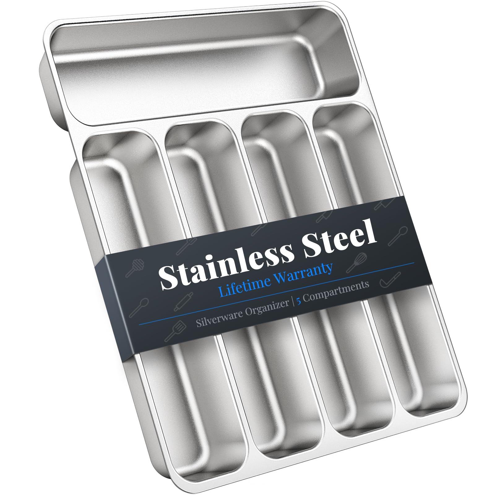 Stainless Steel Silverware and Cutlery Organizer