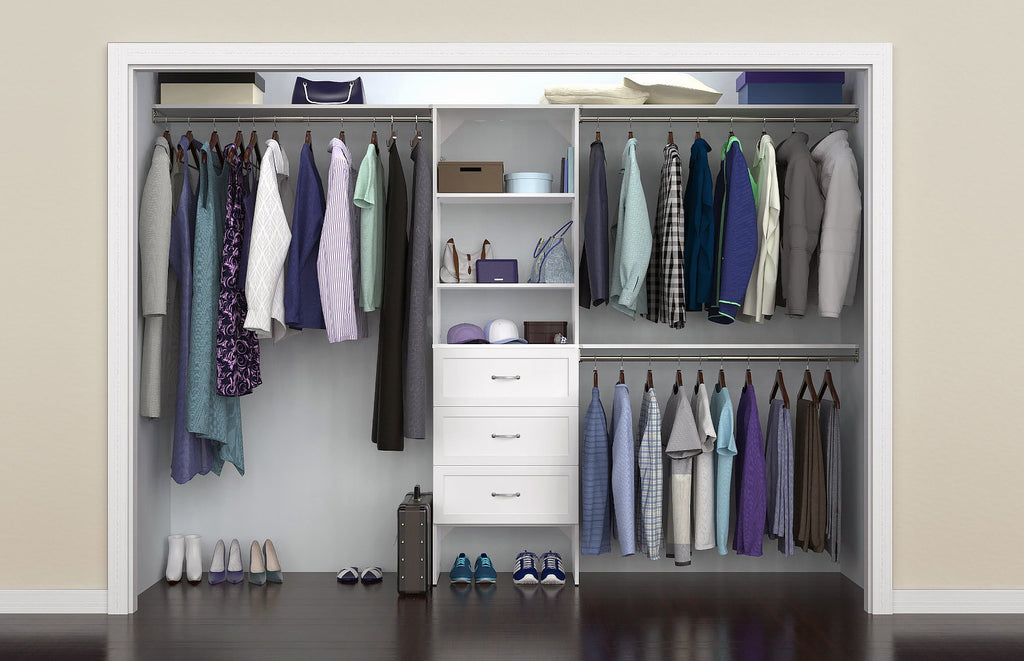 25 Inch Adjustable Closet Organizer Kit with Storage Tower in Pure White