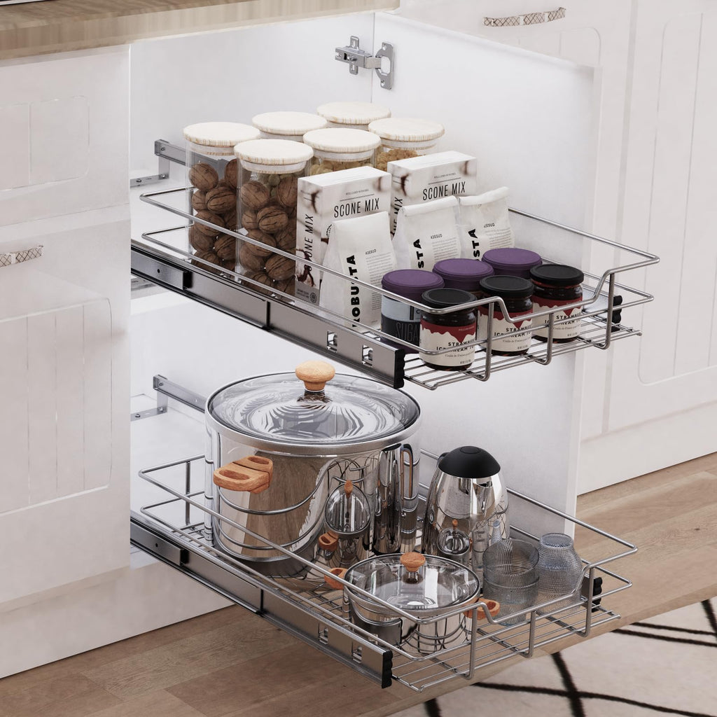 Heavy Duty Pull Out Cabinet Organizer with Chrome Plated Slide Out Drawer